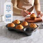 Mainstays 6 Cup Jumbo Muffin Pan non Stick Bakeware 3 4 Inch Diameter Cups gray 