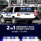 2 In 1 Led Emergency Dash Strobe Light Bar Front rear Windshield Safety Flashing