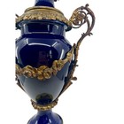 Large Antique French Sevres-style Cobalt Blue Porcelain Urn Bronze Mounted 19 