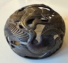 Antique Japanese Silver Cover For A Ceramic Jar Cranes