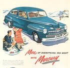 Mercury Ford Motors Family Fun Vacation Skiing Vintage Print Ad 1947  0511
