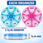 2 Pack 7 Day Round Pill Organizer Weekly Medicine Vitamin Case Portable