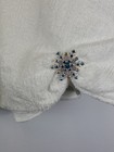 Tahari Home Christmas Tree Skirt White Plush Jeweled Blue Crystal Snowflake 
