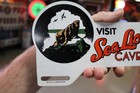 Rare 1950s Sea Lion Caves Florence Oregon Painted Metal Topper Sign Zoo Park