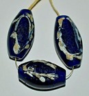 Antique Venetian Blue Feather Oval Semi Tabular Italian Beads  African Trade