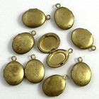 Vintage Lot Of 12 Tiny Brass Oval Locket Charm Jewelry Supply Craft
