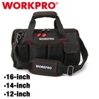 Workpro 16  14  12  Wide Mouth Tool Bag Black Tool Storage Tote With Rubber Base