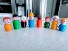 8 Vintage Fisher Price Little People Family Lot Mom Dad Boy Girl Farm Lucky Dog