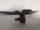 Inuit Eskimo Stone Carving Of  Hunter In Canoe With Seal Laying On Bow