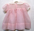 Vintage Pink Dotted Swiss Organza Toddler Dress W Sheer Attached  Slip -12 15 M 