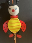 Wooden Ladybug Pull Toy Hampelmann Jumping Jack Antique