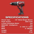 Milwaukee 2607-20 M18 18v Cordless Compact 1 2  Hammer Drill driver  tool Only 