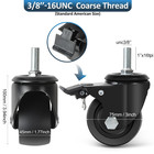 3 Inch Stem Caster Wheels 4400lbs  Threaded Stem Casters Set Of 4 Heavy Duty