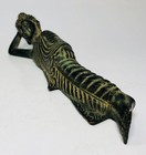 Antique 19th Century Indian Bronze Reclining Buddha Statue 7  Long