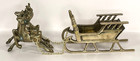 Vtg Solid Brass Reindeer Sleigh Taiwan Retro Holiday Decor W box 12  Christmas