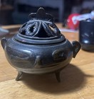 Japanese Lion Shishi Bronze Censer Incense Burner Vintage