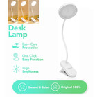 Led Desk Light Clip-on Touch Sensor Table Bedside Reading Lamp Usb Rechargeable