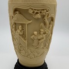 Vintage Carved Oriental Celluloid Vase Norleans Italy Elephant  Asian Inspired