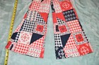 Vintage 1970s Childs Pants Bell Bottoms Patch Work Red White Blue Growing Girls