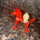 Vintage Flocked Teddy Bears  Santa And Red Metal Christmas Ornaments Lot Of 9