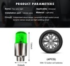4 Pcs Led Tire Valve Lights  Waterproof Neon Lights For Bicycle M Color  Green