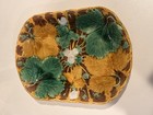 Rare Antique Majolica Wedgewood Platter bowl 19thc Strawberry Leaf Pattern Euc 