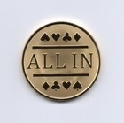 10x All In Metal Poker Chips   Gold Clad Card Protector Bounty Chip Etc 