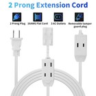 2 Prong Extension Cable 10 Ft  Extra Long Power Cord With 3 Outlets  Flat Mul   