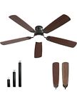 Open Box  52 Inch Black Modern Ceiling Fan With Light And Remote