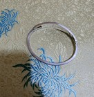 Vintage Mexico Alpaca Silver Hinged Bracelet Abalone Inlay Flower