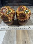 Vintage Set Salt And Pepper Shakers Floral Sunflowers Collectible 