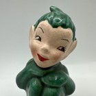 Vintage Small Green Ceramic Knee Hugger Pixie Elf Christmas Unmarked - 2 1 2 