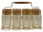 Vintage Barware Culver Glass 22k Gold 8 Highball Caddy Set Tyrol Mcm Cocktail