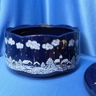 Waechtersbach Germany Cobalt Blue   Gold Winter Dreams Village Covered Casserole