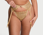 Vs Victoria s Secret Fashion Show Showgirl Embroidery Gold Garter Belt Xs s Nwt