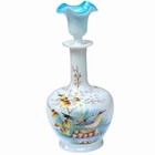 Antique Victorian Bristol Glass Vanity Bottle Decanter Bird Handpainted Perfume