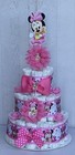 4 Tier Minnie Mouse Diaper Cake Baby Shower Gift Include Minnie Baby Headband