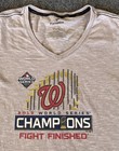 Washington Nationals T Shirt Womens Xl 2019 World Series Champions Gray V-neck 