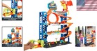 Large Plastic Garage Toy Set With 2 Cars And Multi-level Stunt Track For Kids