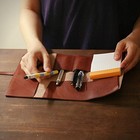 Wakibungu Roll Pen Case Tochigi Leather Dark Brown Made In Japan