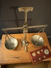 Antique Jewelers Balance Scale With Brass Weights Wooden Box