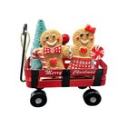 New Gingerbread Boy Girl Ornament Wagon Cart Miniature Christmas Holiday Decor