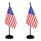 Usa Flags American Desk Flag Set Small Mini Us Table Office Flag With 13  Bla   