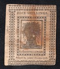 January 1  1776 5s Five Shillings Delaware Colonial Currency Note
