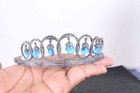 Natural Rosecut Diamond Blue Topaz Handmade Wedding Victorian Crown Tiara