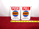 2 Piece 3 5 8 X 5 1 2 In Dad s Root Beer Adv  Sign Heavy Metal Porcelain - Z 491