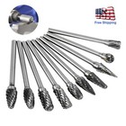 10pcs Tungsten Carbide Burrs Rotary Burr Set Head 1 4   Shank Die Grinder Bit Us