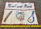 Vintage Comb   Brush Placeholder Embroidery 15 5    X 12    Mcm Cottage Birds Beauty