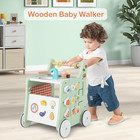 Baby Push Walker  6-in-1 Wooden Play Kitchen Walker Activity Center W shape Sort