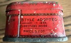 Antique Tin Chichester   s Diamond Brand Pennyroyal Pills Empty Red Apothecary